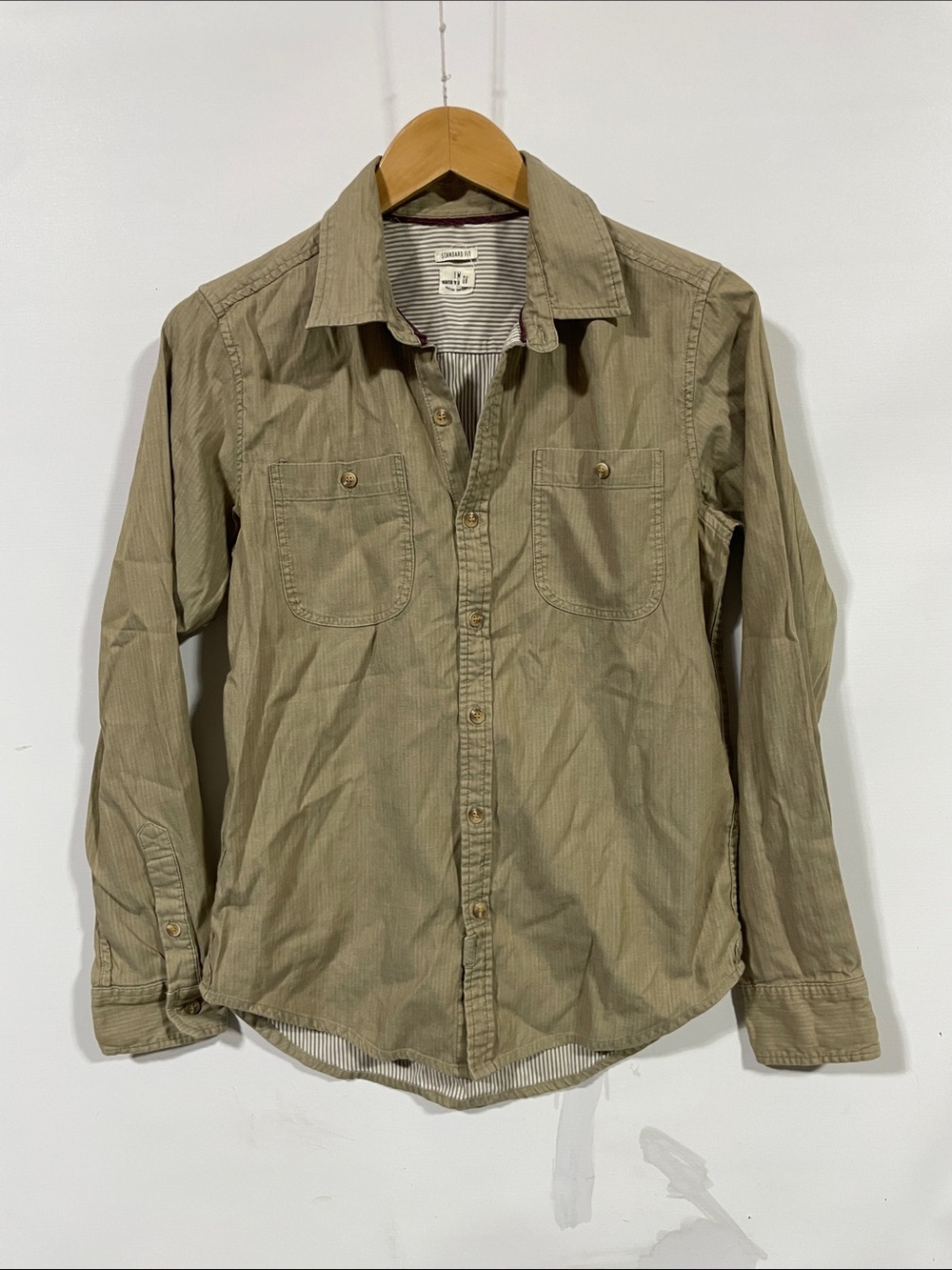 Bridge & Burn Men's Lightweight Shirt Jacket in Tan Stripe
